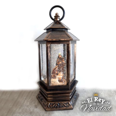 Farol hexagonal con Sagrada Familia Luminoso en burbuja de agua con efecto nieve, Maravilloso!!!