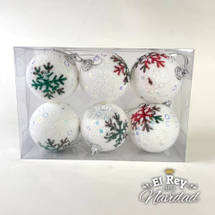 Set x 6 Globos Blancos simil Nieve con Copo de Nieve 5cm - comprar online