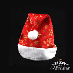 Gorro de Papa Noel estampado con copitos de nieve