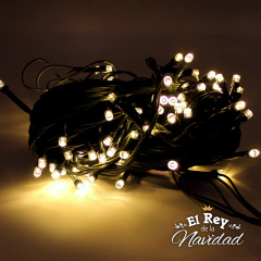 Guirnalda de 100 Luces Led FIJAS PROLONGABLES 9mts Blanco Calido Cable Verde - comprar online