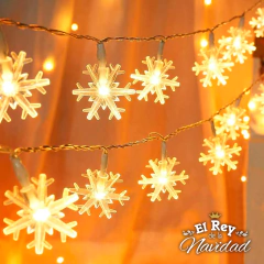 Guirnalda Copos de Nieve Led Calidas Fijas 5mts - comprar online