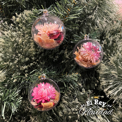 Set x 6 Globos transparentes con Flores Secas Rosas N6