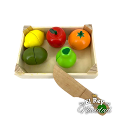 Cajoncito con Frutas y cuchillo de Madera para cortar - comprar online
