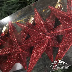 Set x 4 Multiestrellas Rojo Glitter - tienda online