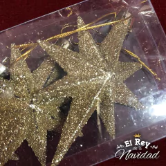 Set x 4 Multiestrellas Oro Glitter - tienda online