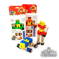 Robot de madera transformer ideal estimulacion y motricidad infantil - comprar online