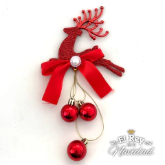 Colgante Reno con Moño Rojo