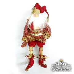 Papa Noel Arlequin Rojo 40cm de colección