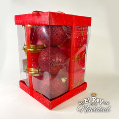 Set x 12 Adornos de 6cm en Paquete de Regalo Rojo