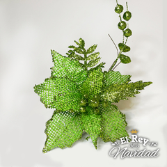 Pick Flor Verde Rustica con Glitter