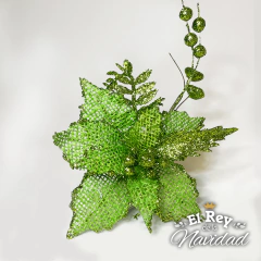 Pick Flor Verde Rustica con Glitter