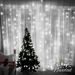 Cortina Led EXTERIOR PROLONGABLE 3 x 3mts LUZ FIJA - Blanca Fría - El Rey de la Navidad