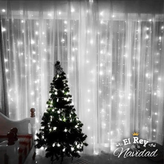 Cortina de Luces Led Blanca Fria 3 x 3mts interconectables - El Rey de la Navidad