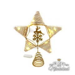 Puntal Estrella Premium con Luz 25cm con ciervo central