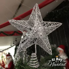 Puntal Estrella de Alambre Premium 20cm Plata