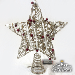 Puntal Estrella Champagne con Frutos Luminoso 25cm