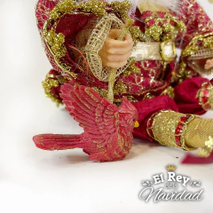 Papa Noel Arlequin Rojo 40cm de colección - El Rey de la Navidad