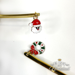 Set x 6 Tenedores de Copetin / Postre Dorado con Dije Navideño