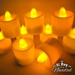 Pack 12 Velitas Led Blancas Calidas - El Rey de la Navidad