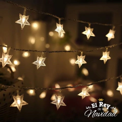 Guirnalda Estrellas Led Calidas Fijas 5mts - El Rey de la Navidad