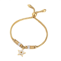 Pulseira Estrela ajustável - Aço inoxidável banho em ouro 18k