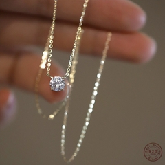 Colar Ponto de Luz Prata 925 - Banho ouro 14k - Florysacessorios