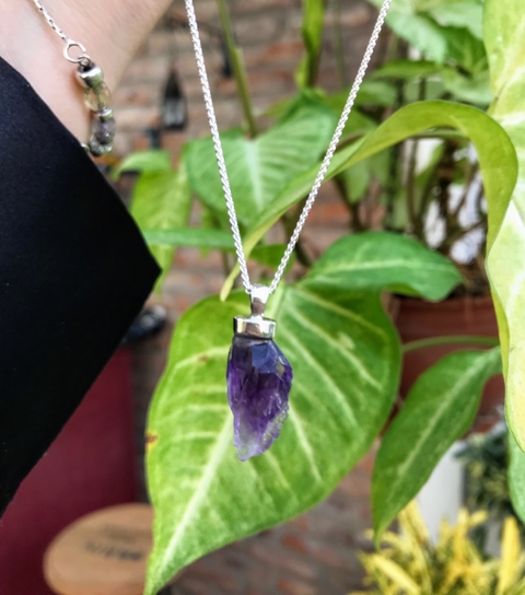 Dije pequeño - Drusa de amatista - plata 925
