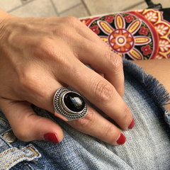Anillo Indi - plata 925 piedra ónix