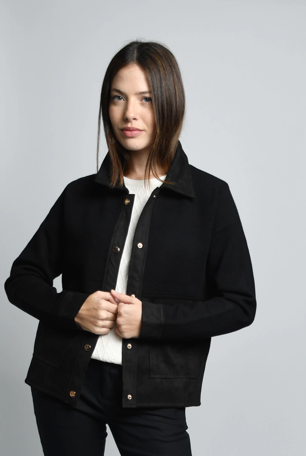 Campera con Gamuza Negro