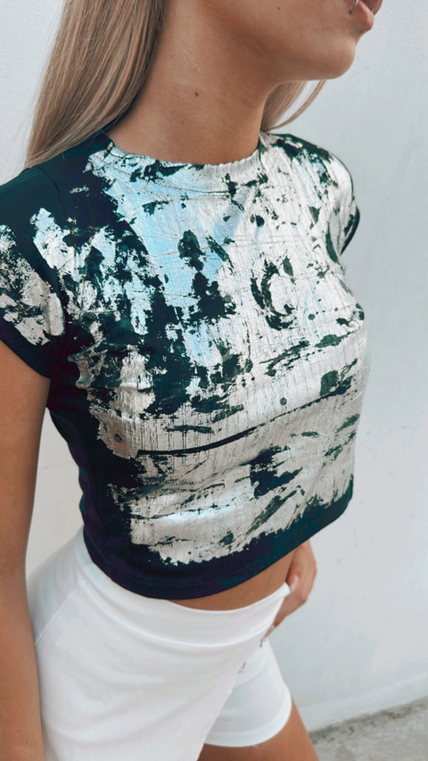 Remera Top Foil Morley Negro