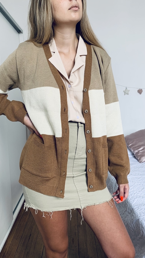 Cardigan Tejido Rayado - comprar online