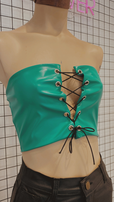 Top Cuerina acordonado