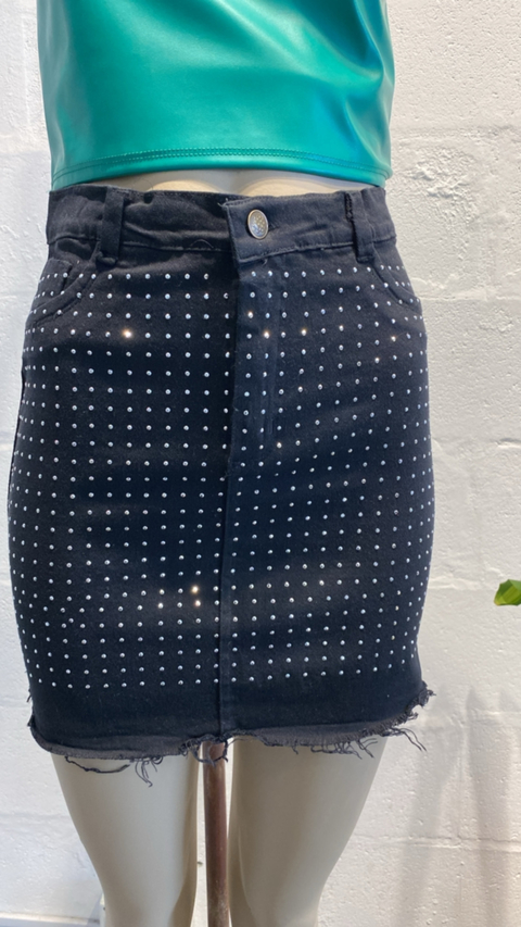 Pollera Negra Elastizada Strass