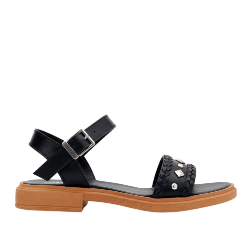 Sandalia Chata Negro c/Tachas - comprar online