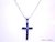 Conjunto de Cadena y Cruz de Plata Rodinada con Zircones Azules