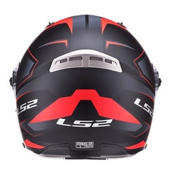 CASCOS LS2 370 EASY STRIPE - Rebatible Modular - NEGRO ROJO - Gibar Motos