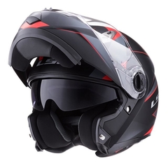 CASCOS LS2 370 EASY STRIPE - Rebatible Modular - NEGRO ROJO - comprar online