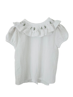 Camisa Smock Benita Blanca manga corta - comprar online