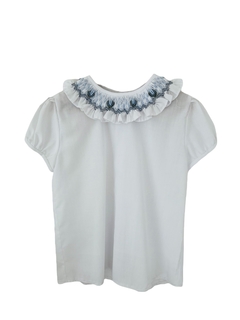 Camisa Mili Blanca con Celeste Manga Corta - comprar online