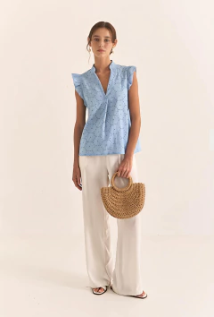 Blusa Broderie Alg. - CELESTE - comprar online