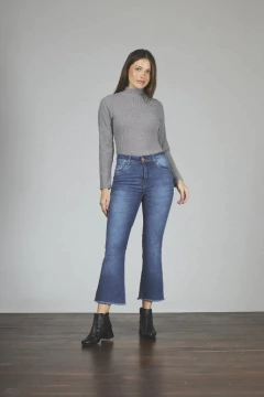 Jean Semi oxford stone con tajo en bota elastizado - 153