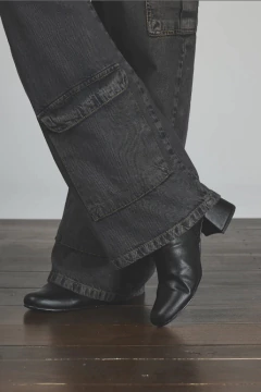 Jean wide legcargo vintage marron rigido - 297 - Alma Morena
