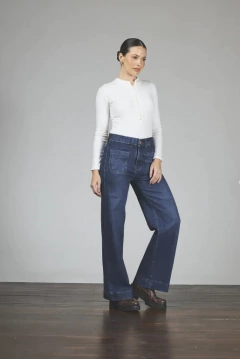 Jean wide leg stone bolsillo vista elastizado - 376