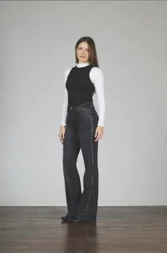 Jean semioxford negro humo tacha lateral elastizado - 413 - comprar online