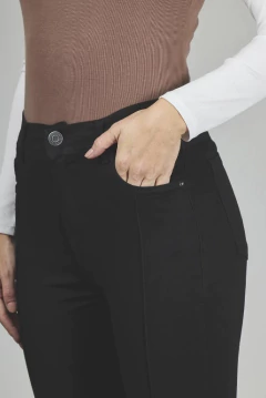 Jean semi oxford negro con alforza elastizado - 421