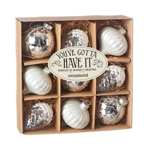 RM - NT 9BOLAS LUXO VIDRO SLV 10CM JG C/2