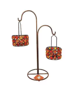 X194 - PT 2 VELA PEND PEDRAS VRM/AMB 30CM