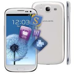 SAMSUNG I9300 GALAXY S III BRANCO C/ TELA 4.8", CÂM, 8MP + 1.9MP FRONTAL, ANDROID 4.0, 3G, PROCESSADOR QUAD-CORE E WI-FiI