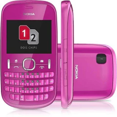 CELULAR NOKIA ASHA 200 ROSA. DUAL CHIP. CÂMERA DE 2.0MP. MEMÓRIA INTERNA 10MB E CARTÃO 2GB