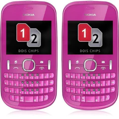 CELULAR NOKIA ASHA 200 ROSA. DUAL CHIP. CÂMERA DE 2.0MP. MEMÓRIA INTERNA 10MB E CARTÃO 2GB - comprar online